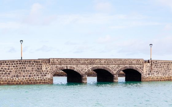 A stone bridge in the port city of Arrecife on the Spanish island of Lanzarote.