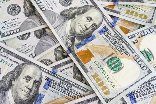 close up US dollar banknotes on background.