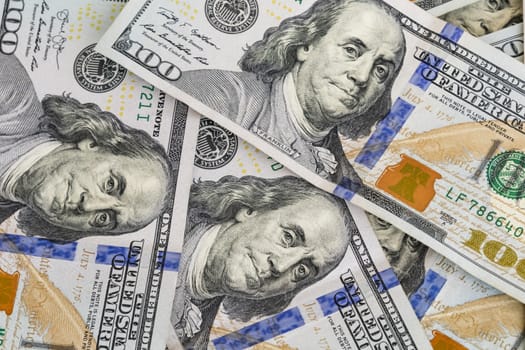 close up US dollar banknotes on background.