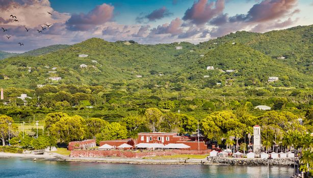 Old red fort on the coast of St Croix