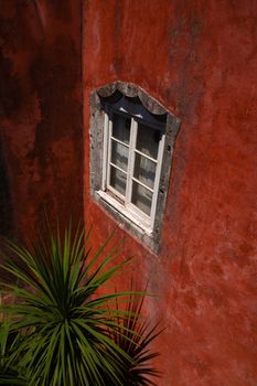 View of Palace da Pena - Sintra, Lisbon, Portugal - European travel. Windows and plants
