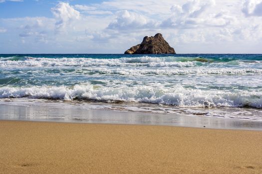 Beautiful greek seascape at east Crete. Xerokampos beach.