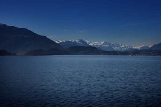 pictures of the city of Zug, Switzerland. Lake and mountains