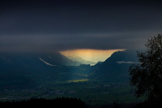 above the fog in Lungern with the swiss Alps