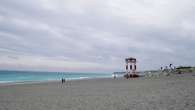 The landscape of Hualien Der-Yen beach and sea in Hualien County, Taiwan.