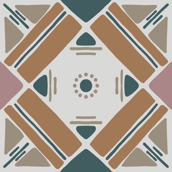 Hand drawn simple pattern element with ethnic motif in umber colors