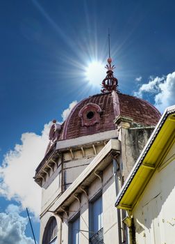 Old church steeple against sky on the island of Martinique