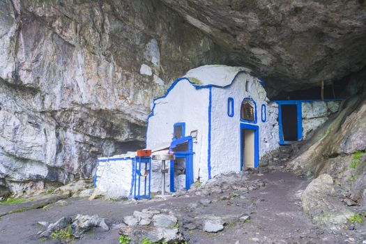 Saint Dionysios grave at Olympus mountain. Holy cave where ascetics have lived as hermits.