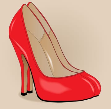 A pair of red stiletto heals.