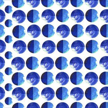 Blue texture dots seamless pattern on white background. Geometric circle modern desing. Illustration
