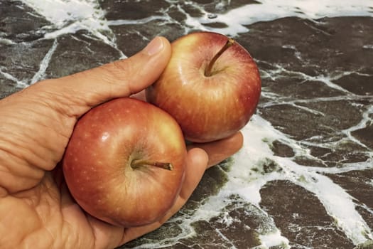 close up ready to eat apple fruit on background