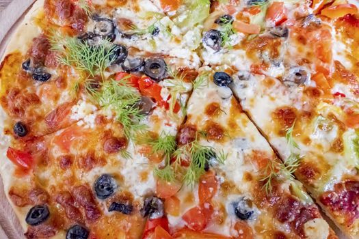 close up ready to eat delicious pizza
