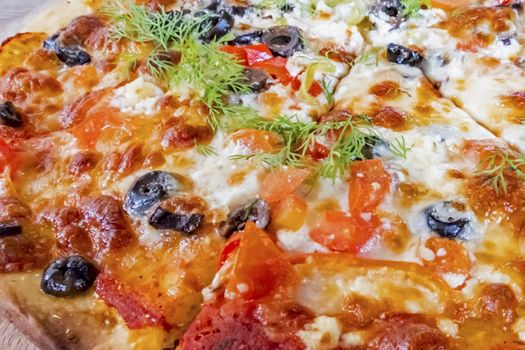 close up ready to eat delicious pizza