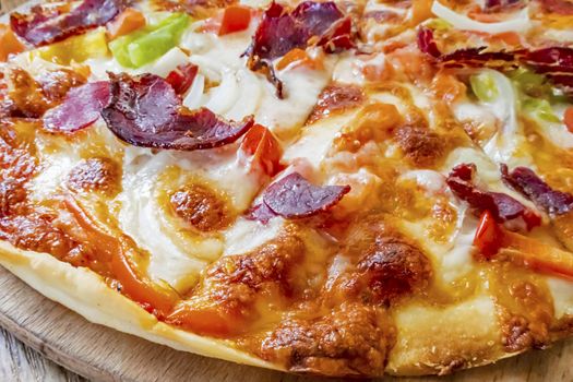 close up ready to eat delicious pizza