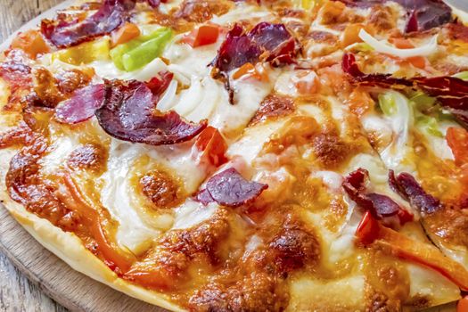 close up ready to eat delicious pizza