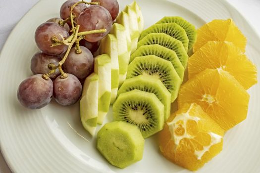 ready to eat sliced mixed fruits in plate