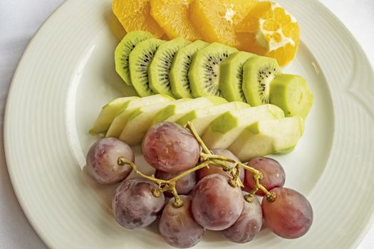 ready to eat sliced mixed fruits in plate