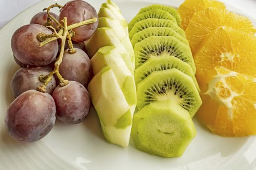 ready to eat sliced mixed fruits in plate