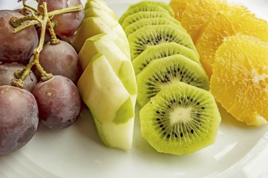 ready to eat sliced mixed fruits in plate