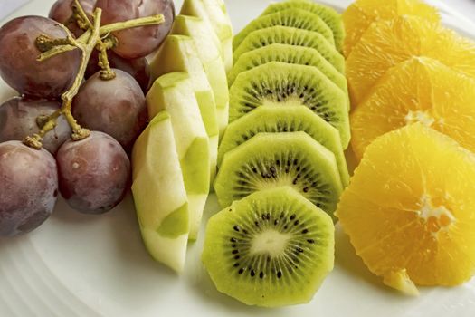 ready to eat sliced mixed fruits in plate