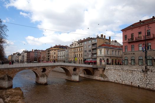 Sarajevo, Bosnia and Herzegovina - 27 February 2019: Latin Bridge (Princip bridge)