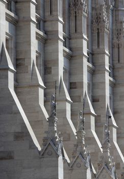 Neo-Gothic facade decoration of the Hungarian parliament.