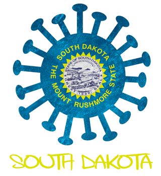 State flag of South Dakota with corona virus or bacteria - Isolated on white