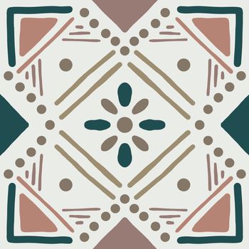 Hand drawn simple pattern element with ethnic motif in umber colors