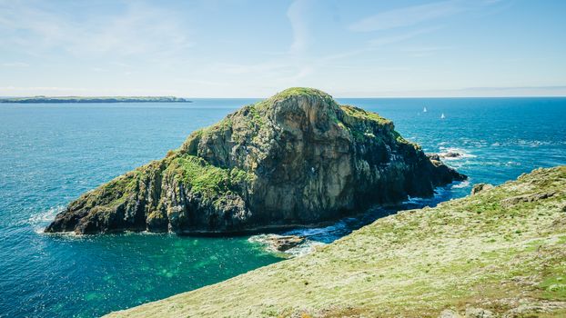 View over one of the small islets that surround Skomer Island on a sunny summer - Pembrokeshire West Wales UK.