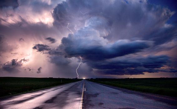 Prairie Lightning Storm Canada summer rural major structure Saskatchewan