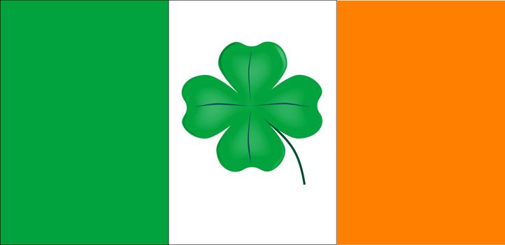 The Flag if Ireland with an added lucky shamrock in the centre