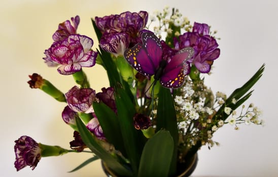 Purple and White Carnation bunch of flowers