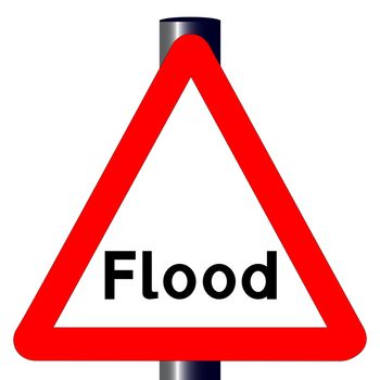 The traditional 'FLOOD' triangle, traffic sign isolated on a white background..