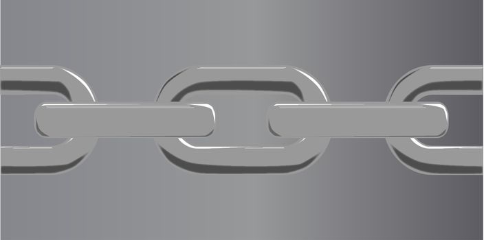 A steel chain set against a steel grey background.