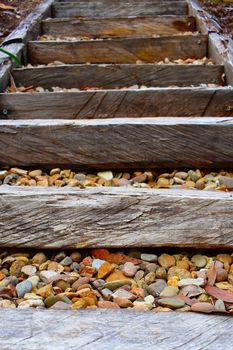 A set of pebbly stairs at the beach