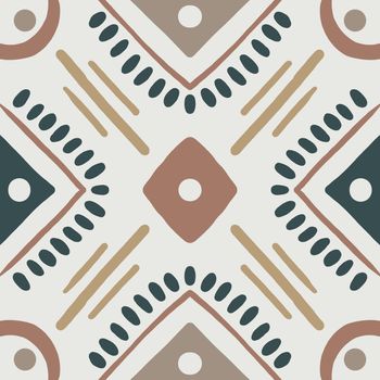 Hand drawn simple pattern element with ethnic motif in umber colors