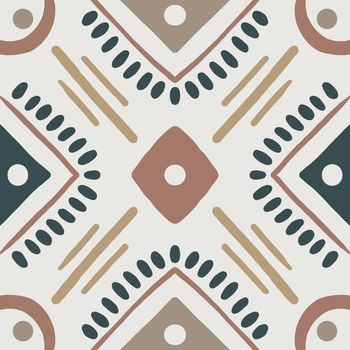 Hand drawn simple pattern element with ethnic motif in umber colors