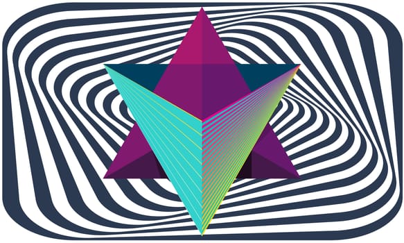combination of triangle make a star on abstract box background