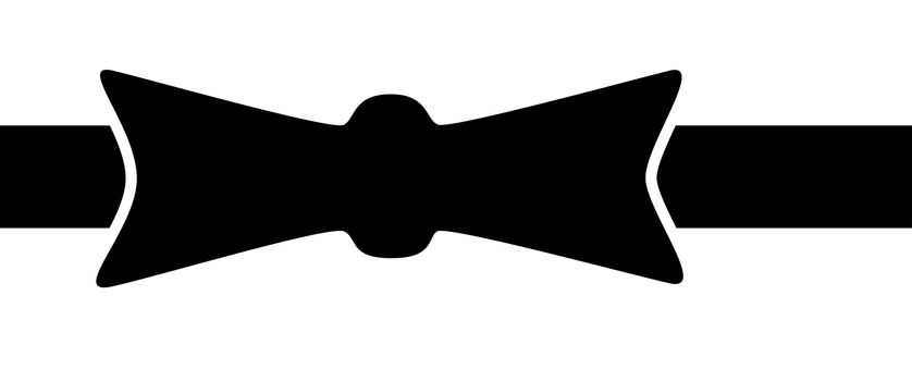 A black bow, tinted with white over a black background.