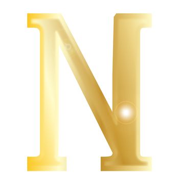 Nu - a letter from the Greek alphabet isolated over a white Background.