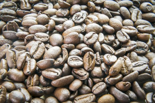 Closeup of roasted coffee beans