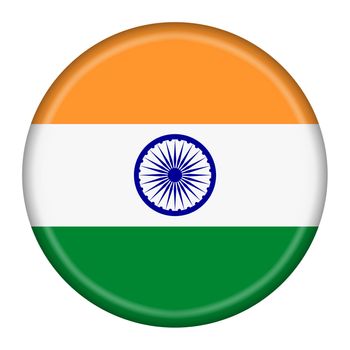 An India flag button illustration with clipping path