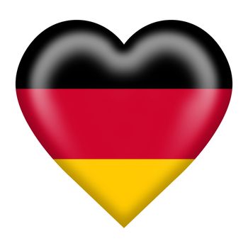 A Germany flag heart button isolated on white with clipping path