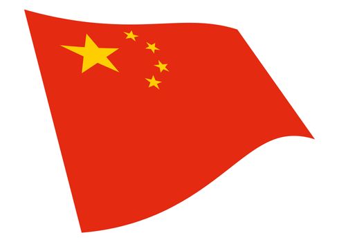 A Peoples Republic of China waving flag graphic isolated on white with clipping path