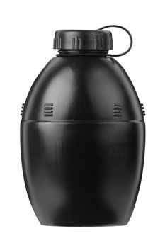 A black water bottle for camping and hiking