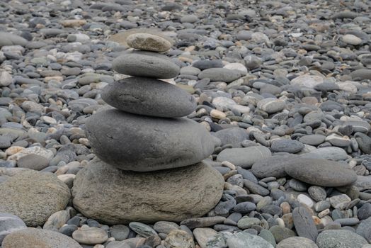 The concept group of gravel stones at stone beach in Hualien, Taiwan.