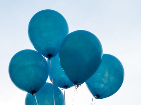 Texture on surface of blue Floating balloons