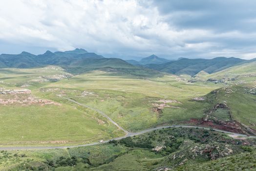 View from the Wodehouse trail near Glen Reenen towards the South. Road R712, Rooidraai, the Bosbok loop and Generaalskop are visible