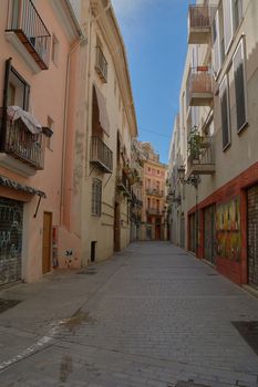 Lonely street in the old and picturesque neighborhood