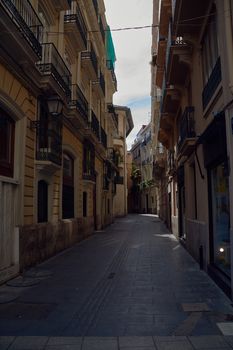 Lonely street in the old and picturesque neighborhood